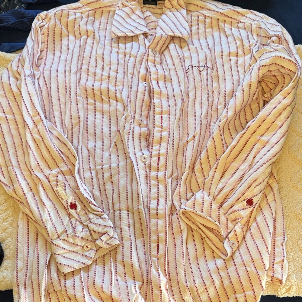 Striped Cream and Red Men's Shirt